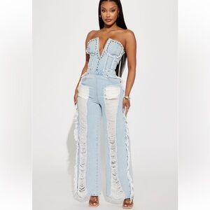 Fashion Nova Demi Distressed Jumpsuit